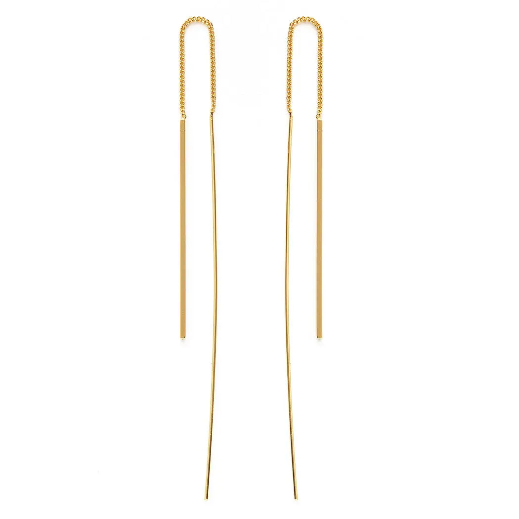 Amano Gold Needle and Thread Earrings