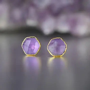 KBD Amethyst Gemstone Studded Earrings