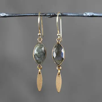 KBD Labradorite Small Marquise Drops Dangle Earrings