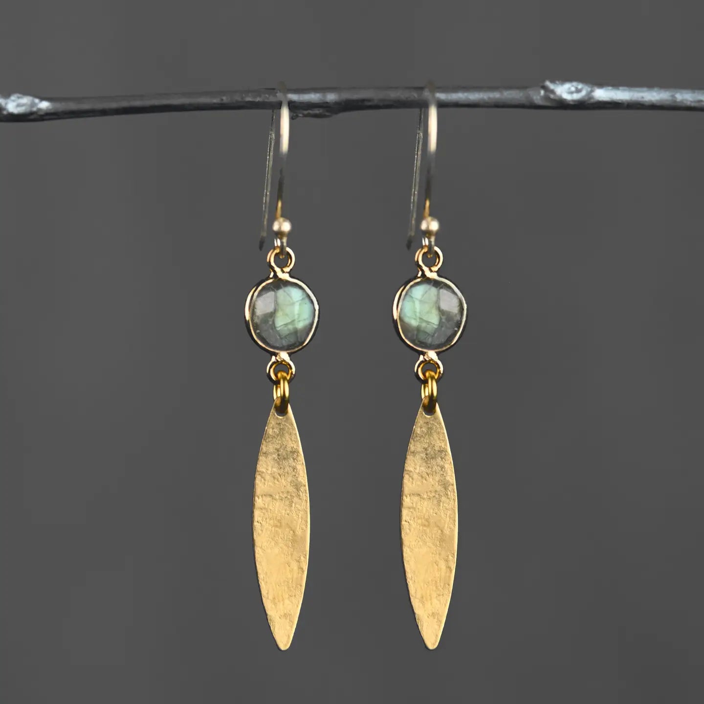 KBD Studio Brass Marquise Labraadorite Earrings