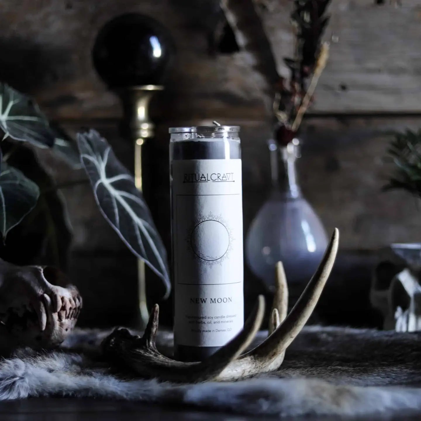 Ritual Cravt New Moon Dressed Pillar Candle 