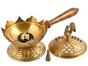 Om Import Tibetan Brass Incense Burner with Handle 