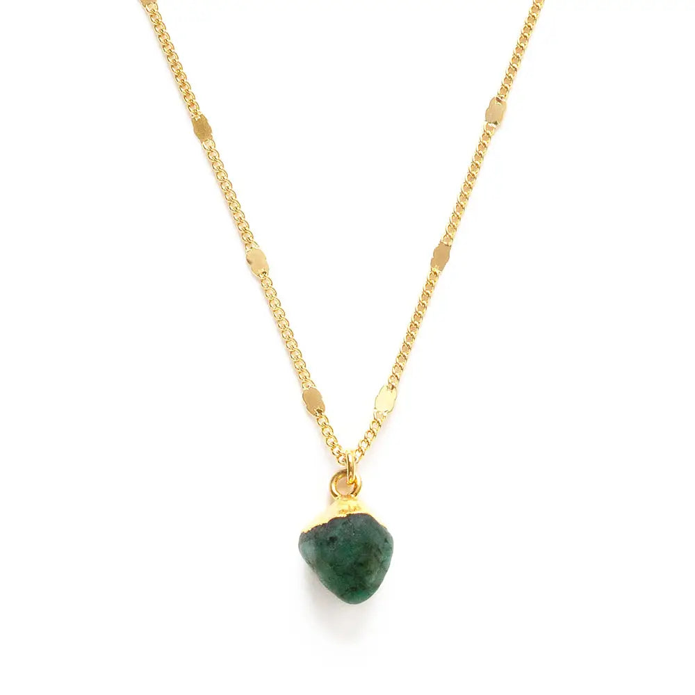 Amano Studio Raw Emerald Gold Chain Necklace 