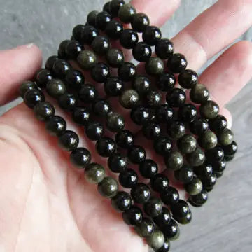 golden sheen obsidian bracelet