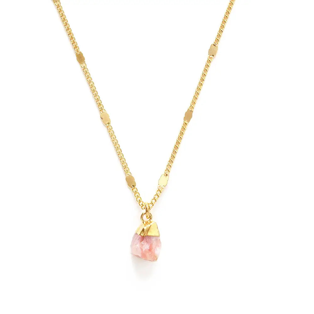 Amano Studio Raw Pink Peruvian Opal Gold Chain Necklace